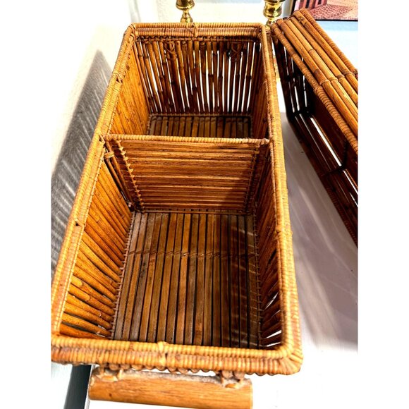 Bamboo Wicker Woven Vintage Lidded Storage Box Thailand 15 x 7 x 6.5 Inches - Picture 8 of 8